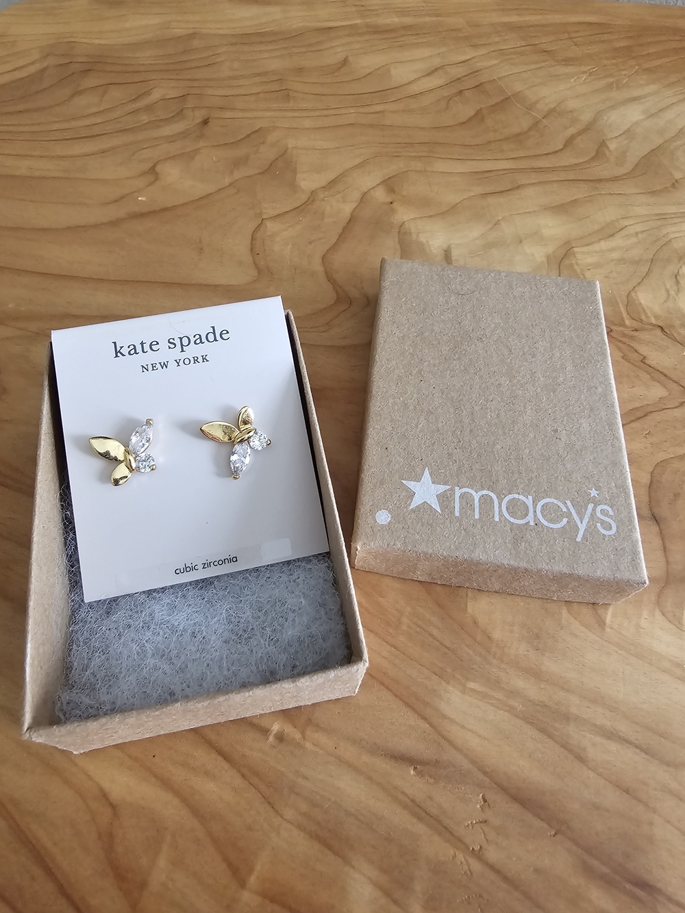 kate spade Gold Butterfly Cubic Zirconia Stud Earrings - Gold - Picture 2 of 5
